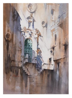 „Chiesa del Purgatorio“ – Aquarell der Kirche in Cefalu in Sizilien, Italien