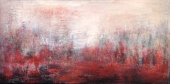 "Ground memory" abstract acrylic marble powder on linen canvas 50x100cm 2018