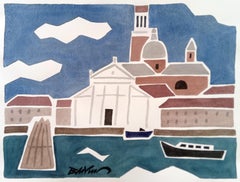 "Venise, San Giorno Maggiore" figurative water colour, china ink on paper.