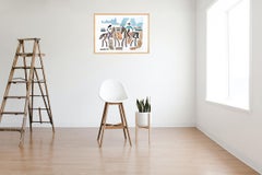 figurative drawing "Two Camargue riders" watercolors ink on paper marsh horses