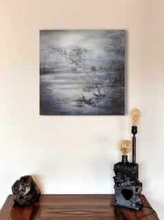 "A lo largo del agua" polvo de mármol acrílico abstracto sobre lienzo de lino 100x120cm 2020