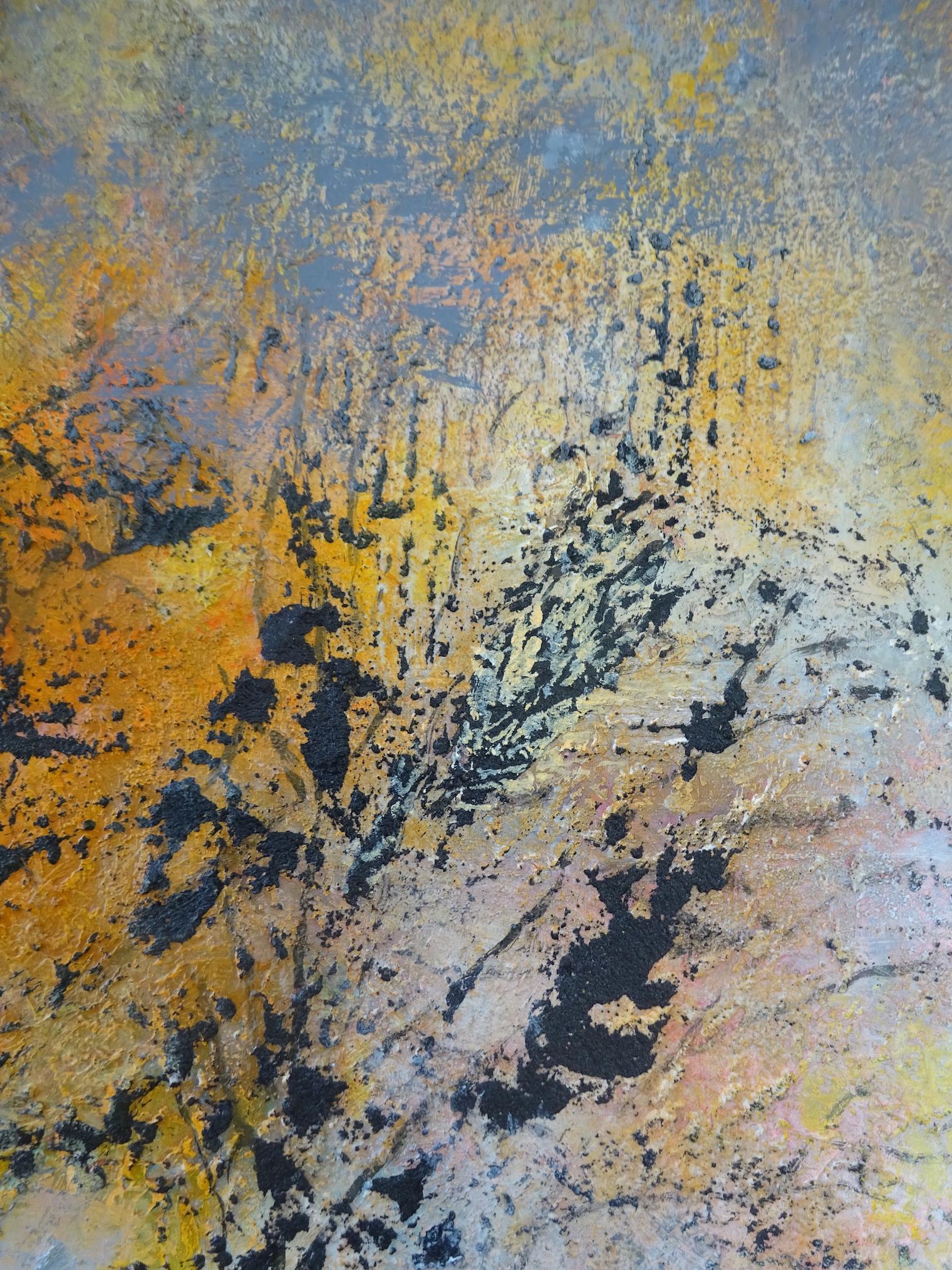 Abstrakte abstrakte Acryl-Leinen-Leinwand 92x65cm Holzkrippe „Elegance of trees in Winter“ im Angebot 1