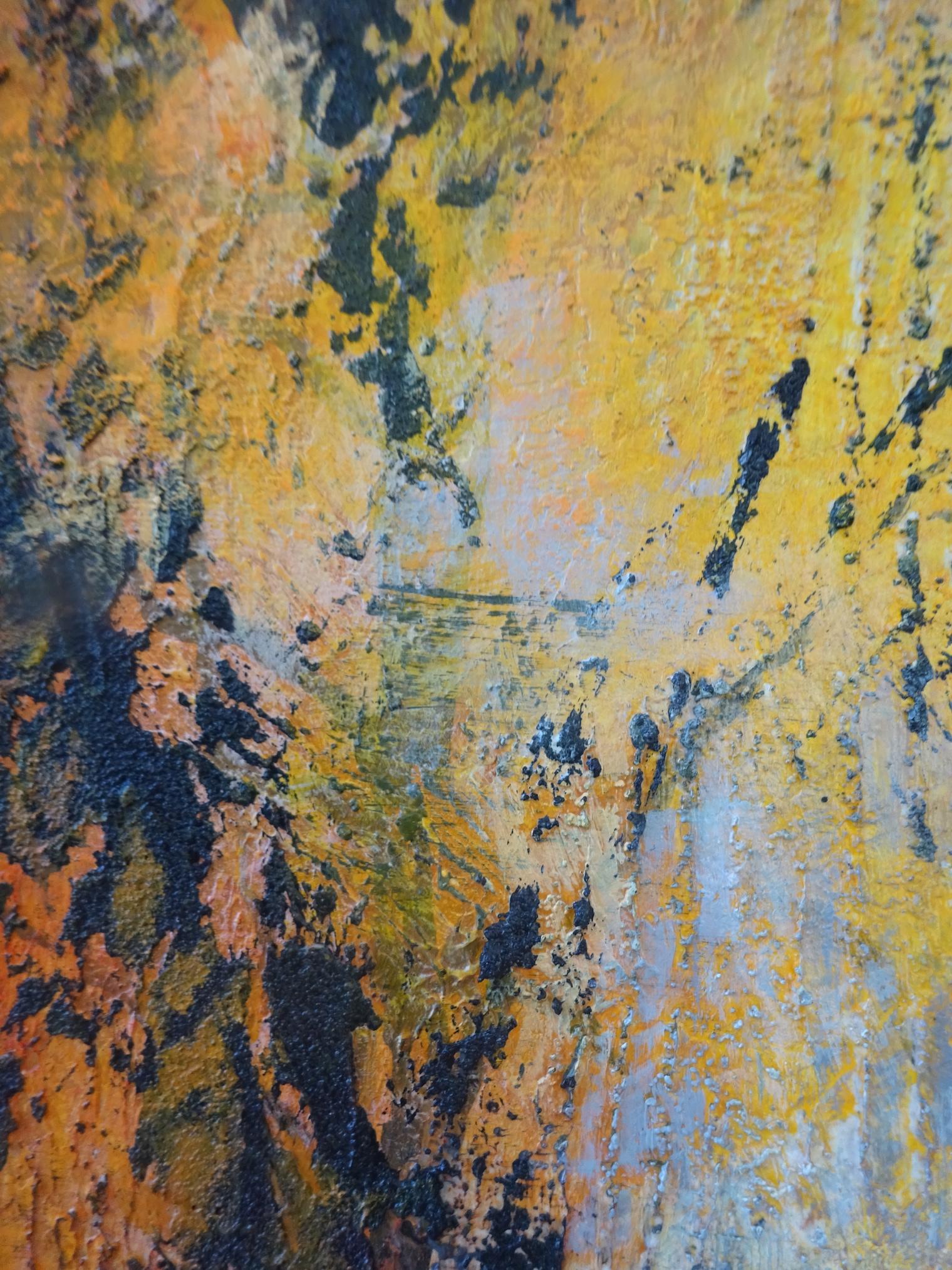 Abstrakte abstrakte Acryl-Leinen-Leinwand 92x65cm Holzkrippe „Elegance of trees in Winter“ im Angebot 2
