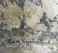 acrylique abstraite « Persever » (persever)  Toile de lin turquoise 100 x 100 cm crate en bois d'expédition