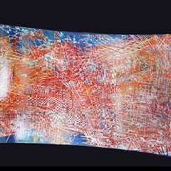 "Watch out for reflexions" abstract  varnishes pigment on wood 120x220cm 