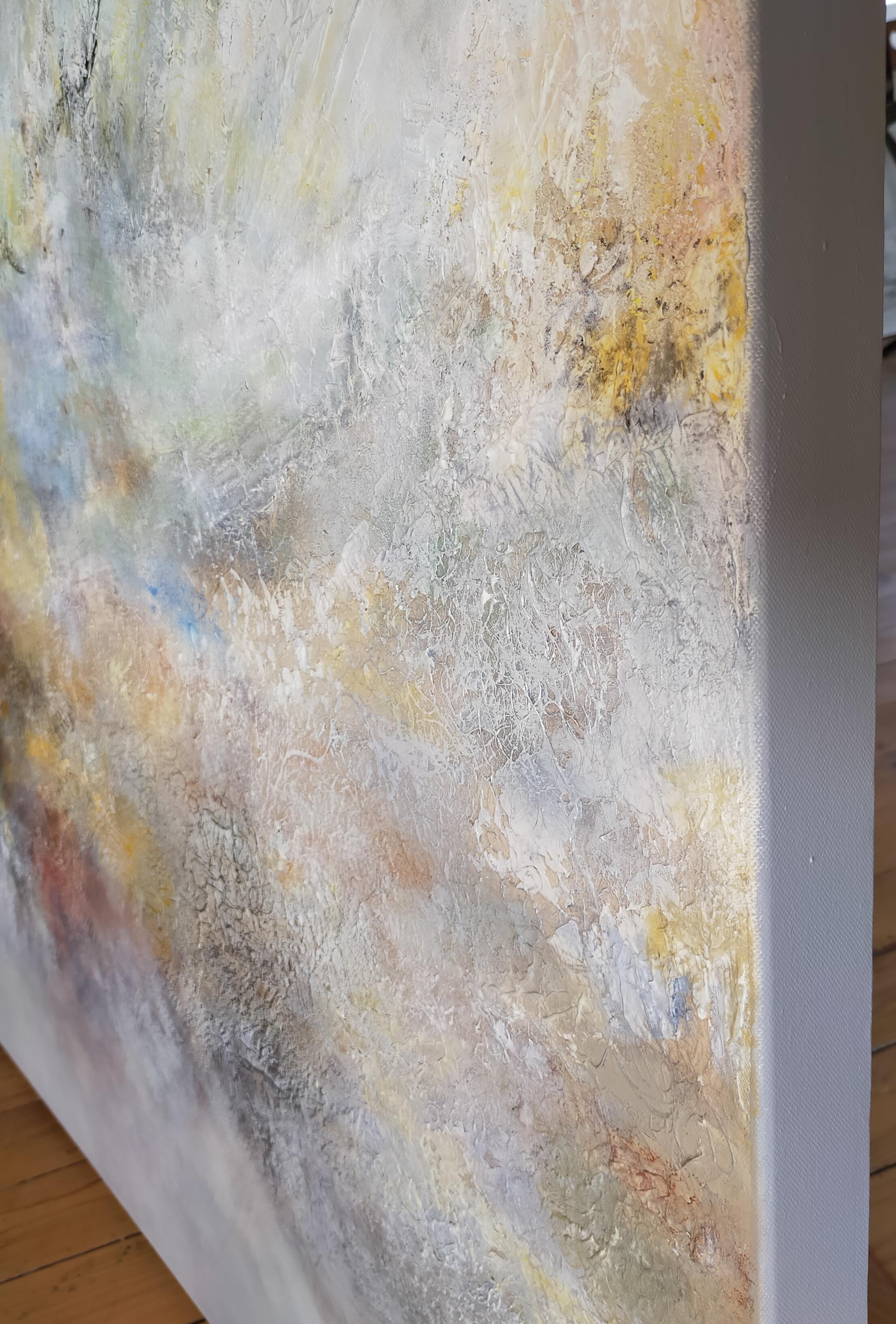 Acrylique abstraite « vent d'hiver »  Peinture en marbre sur toile 120 x 120 cm, 2016 en vente 2
