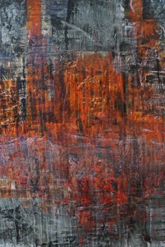 abstract "Flamboyant" resin pigments on wood panel 120x210cm send in wood crate