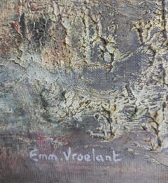 "Underground Railroad" abstract acrylic linen canvas 116x81cm send wood crate