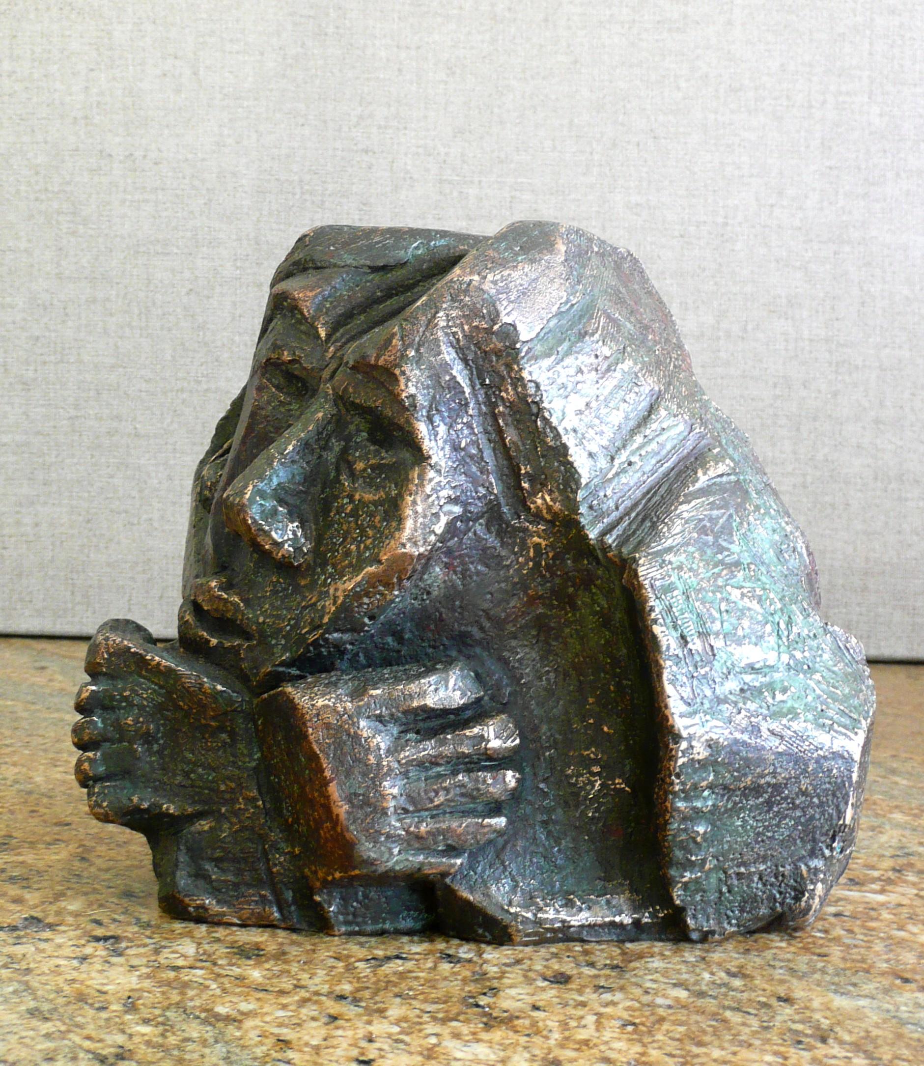 Bronze «ubt » « Double » limité à 8 pièces Certificat emmanuelle vroelant 16x16x16cm - Or Figurative Sculpture par Emmanuelle Vroelant