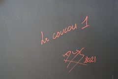 Peinture abstraite  Coucou 1   Vernis au pigment sur bois 125 x 100 cm