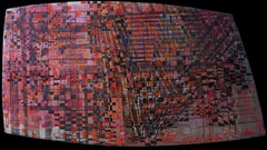 "Multiplans" abstract painting  varnishes pigment on wood  123x69cm