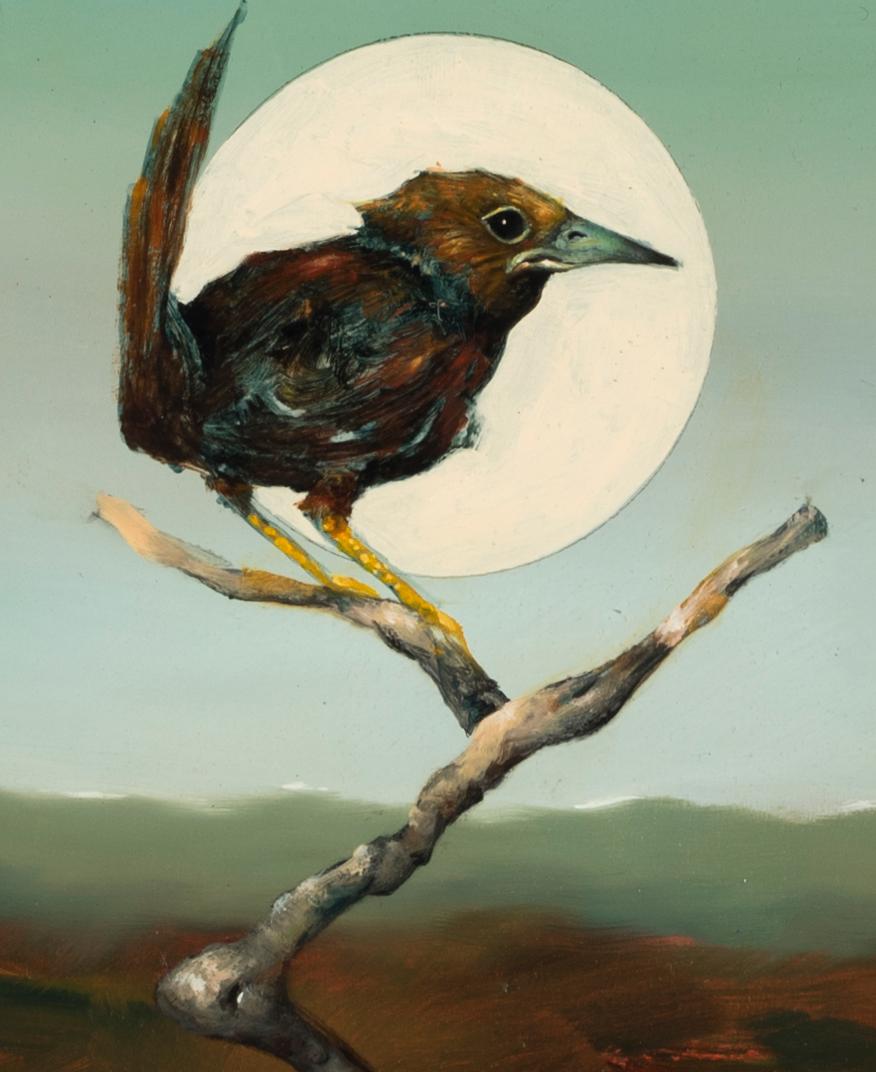 A Portrait of the Artist as a Wren - Painting by Robert Rasely