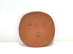 Visage lunaire, by Pablo Picasso, Unique Sculpture, Terracotta, Design, Plate