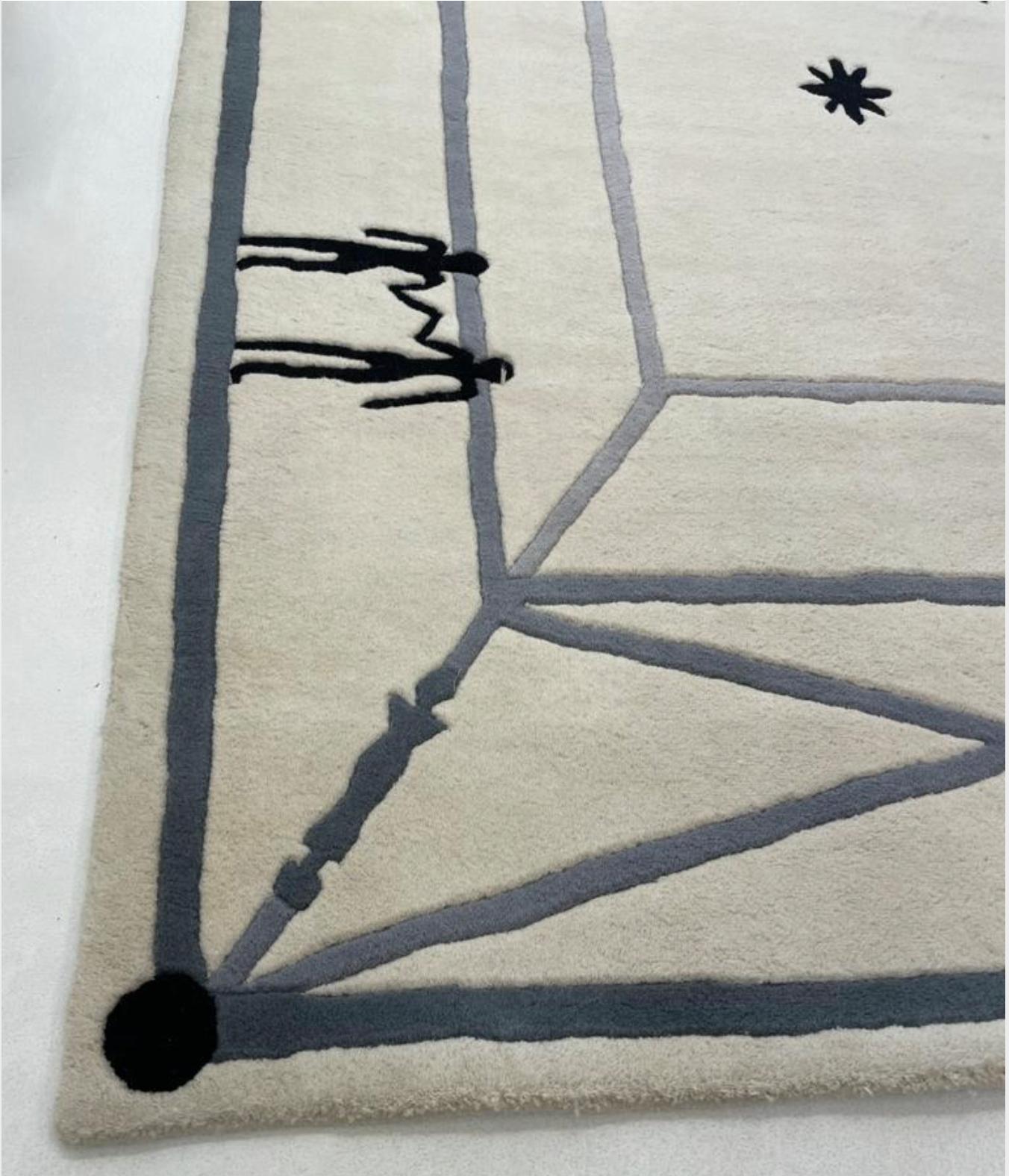 La Rencontre, Rug, Diego Giacometti, 1980's, Hand-woven, Design, Interior
Ed. 100 pcs
1984
Hand-woven, stitch and needle, wool and cotton weft
275 x 175 cm
Signature embroidered on the back and registered reference : D.Giacometti / R 84.24.6 R5 ;