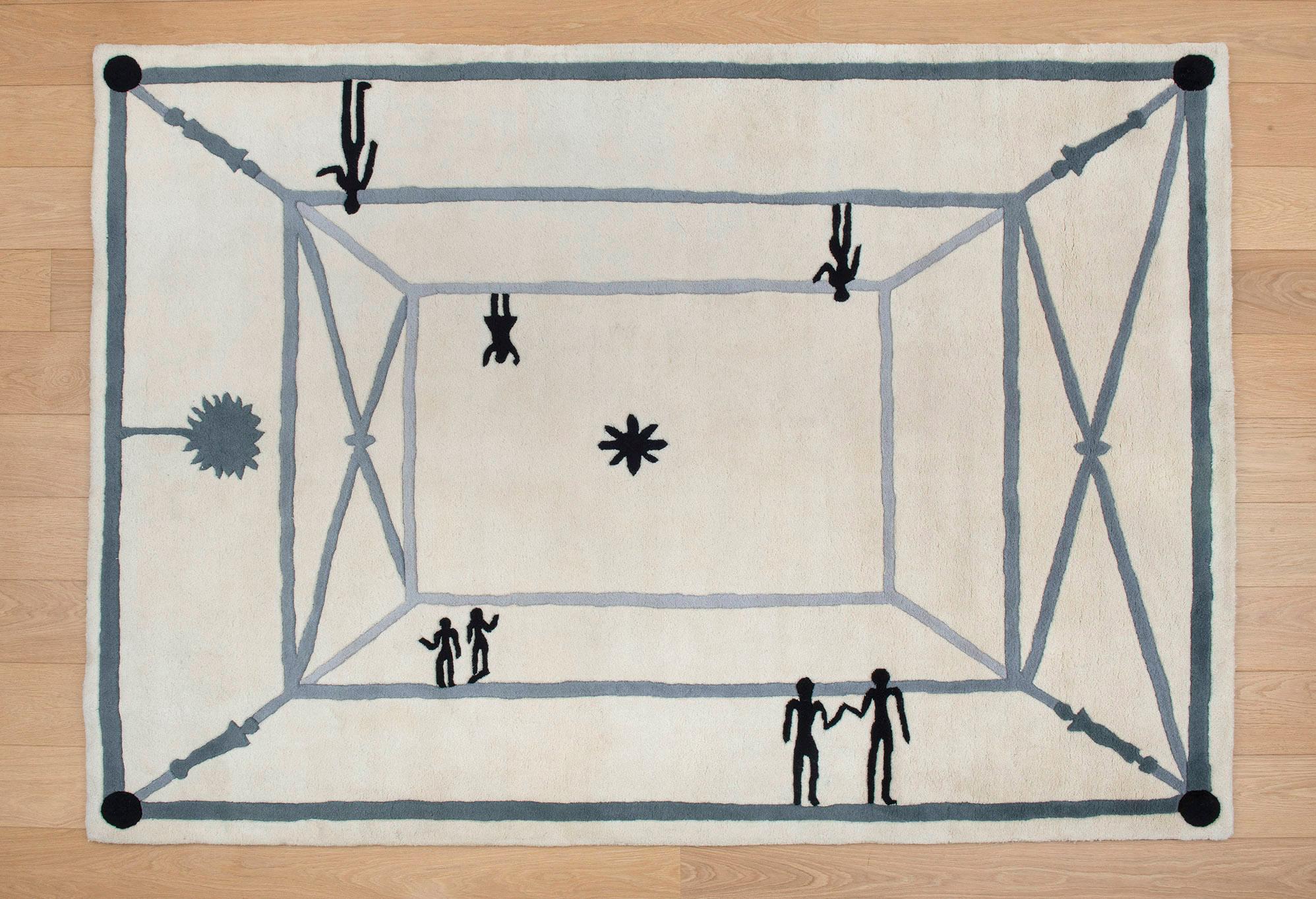 La Rencontre, Rug, Diego Giacometti, 1980's, Hand-woven, Design, Interior