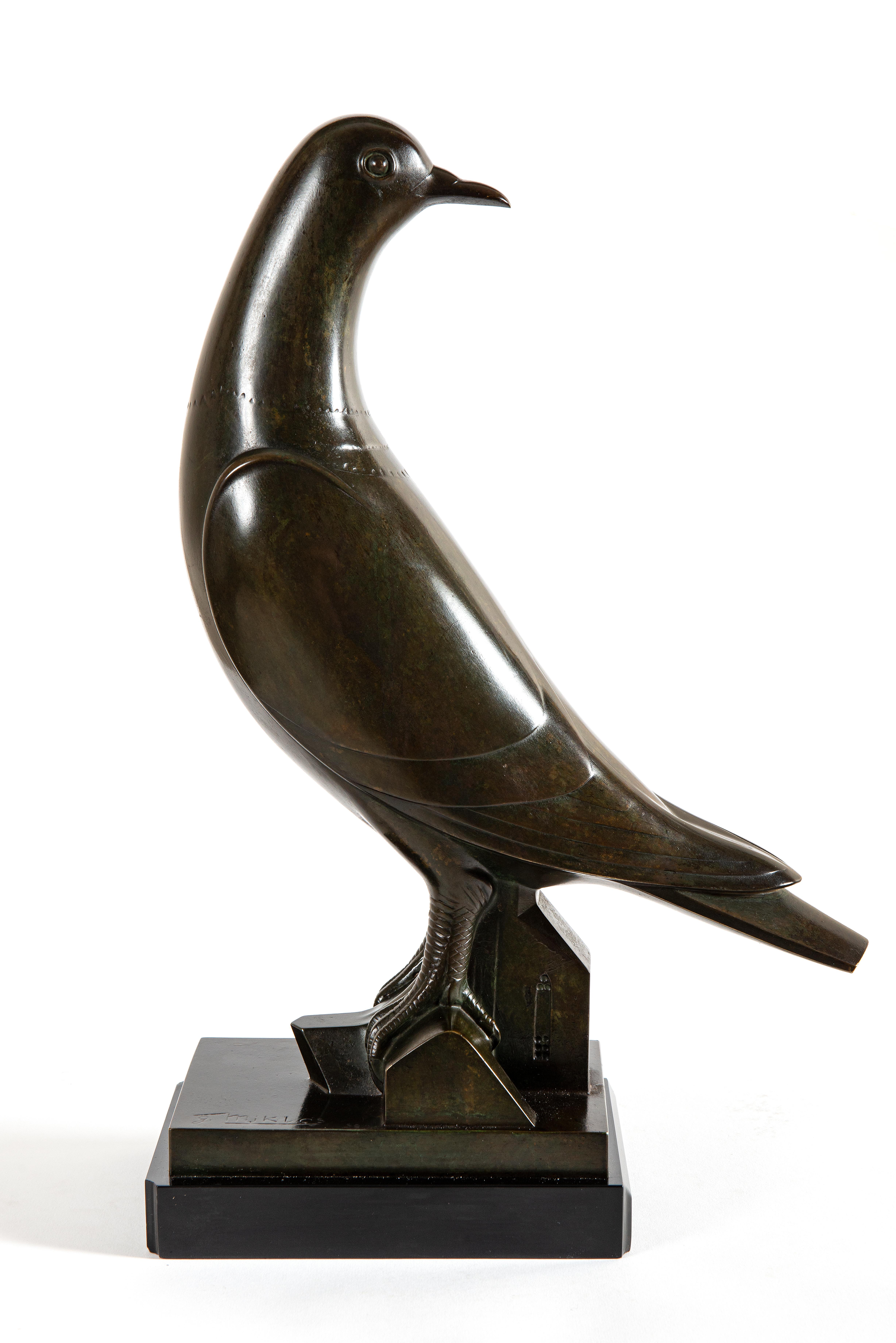 Pigeon, von Gustave Miklos, Tiere, Zeichnung, Arbeit auf Papier, Skulpturenstudie im Angebot 2