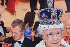 Fabuleux portrait contemporain de la reine avec la couronne royale/bijouterie détaillée