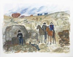 Contemporary Western Landscape of Cowboys on Horses in the Wild West of Utah 