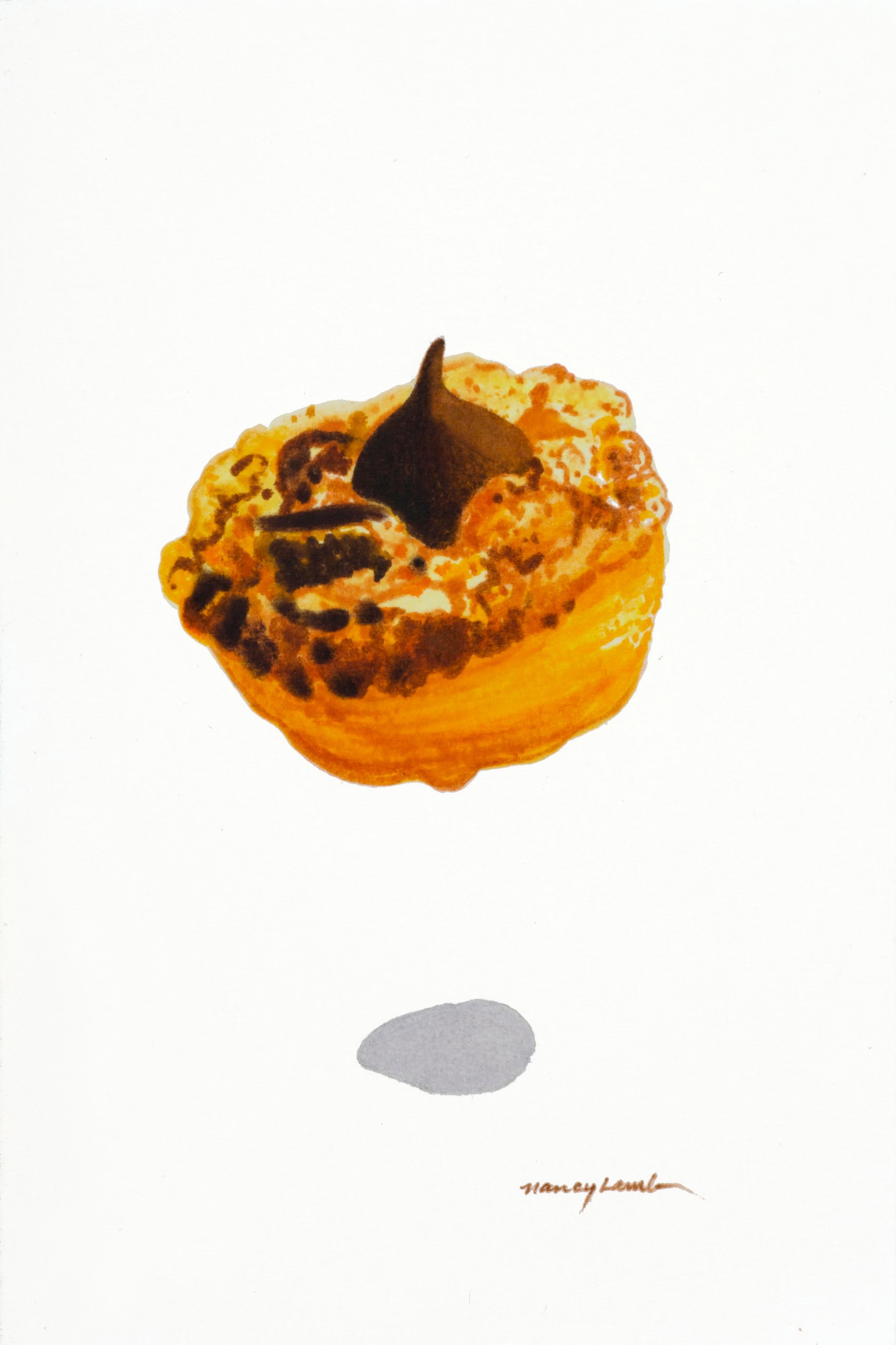 Nancy Lamb  Still-Life Painting – Zeitgenössisches amerikanisches Stillleben von Hershey's Kiss Cake, Schokolade Dessert Treat
