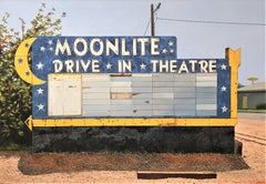 Contemporary American Nostalgic Sign of MoonLite Drive-In Theatre in West Texas