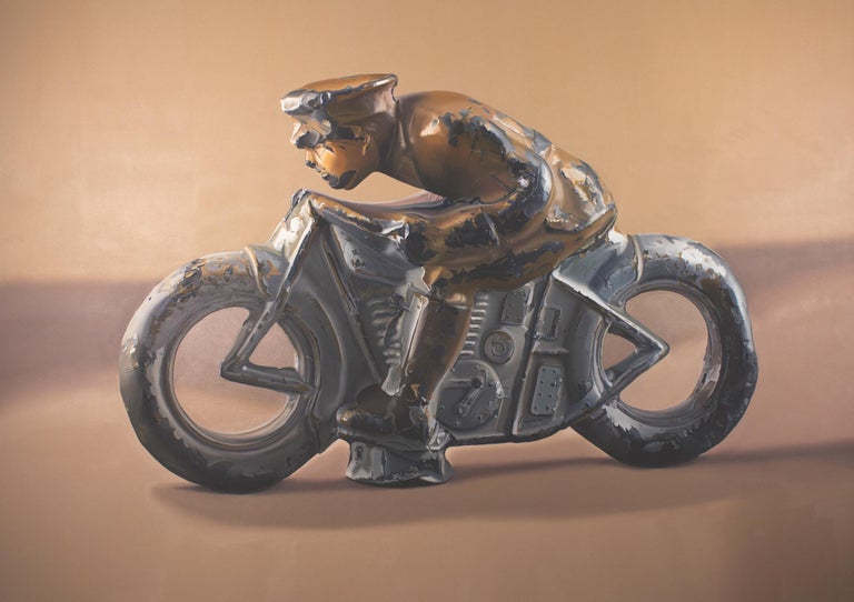 John Hartley Figurative Painting - Contemporary American Oil of an Antique/Vintage Collectable Toy Racer 