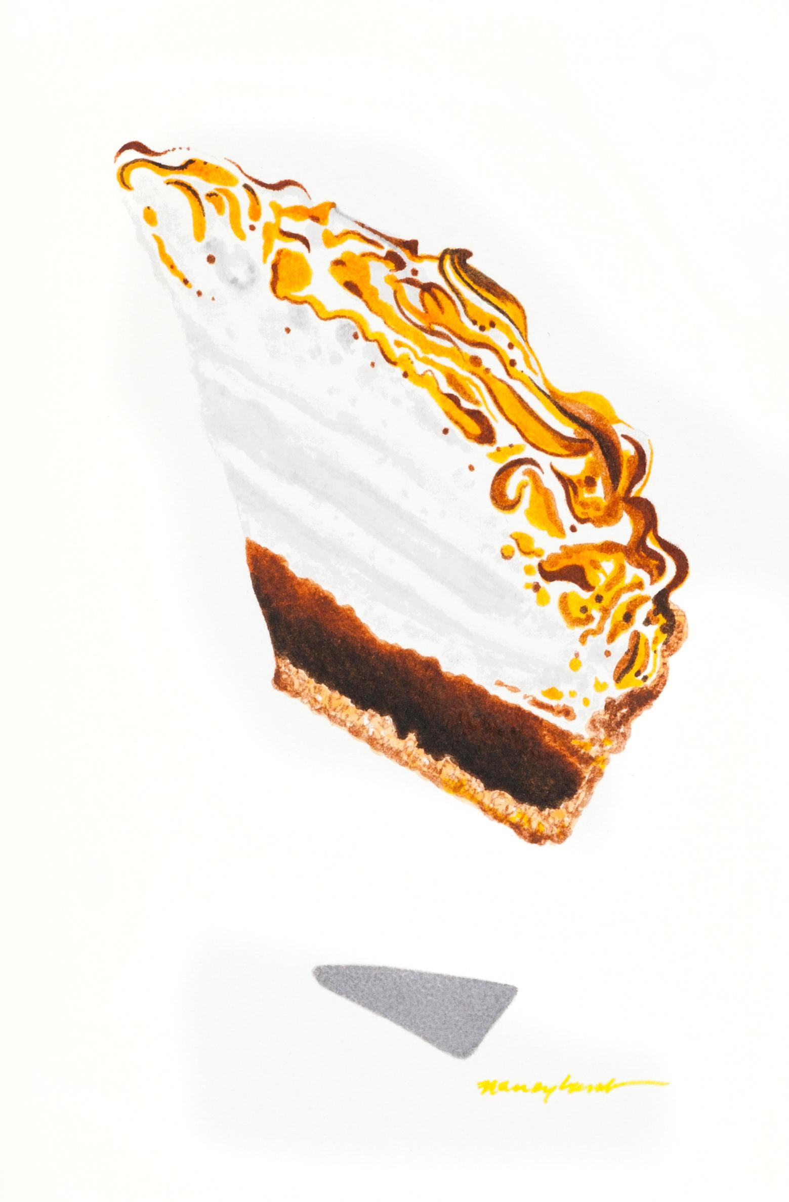 Nancy Lamb  Still-Life - Small Contemporary Watercolor Chocolate Dessert Pie ideal for Kitchen/Bar/Baker 