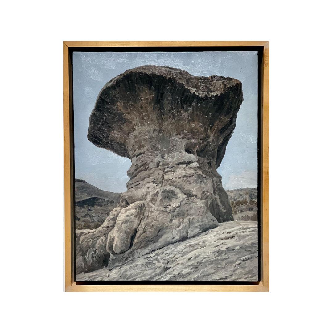 Dennis Blagg Landscape Painting - American Landscape of the Texas West, Oil on Canvas, Mushroom Rock Formation, 