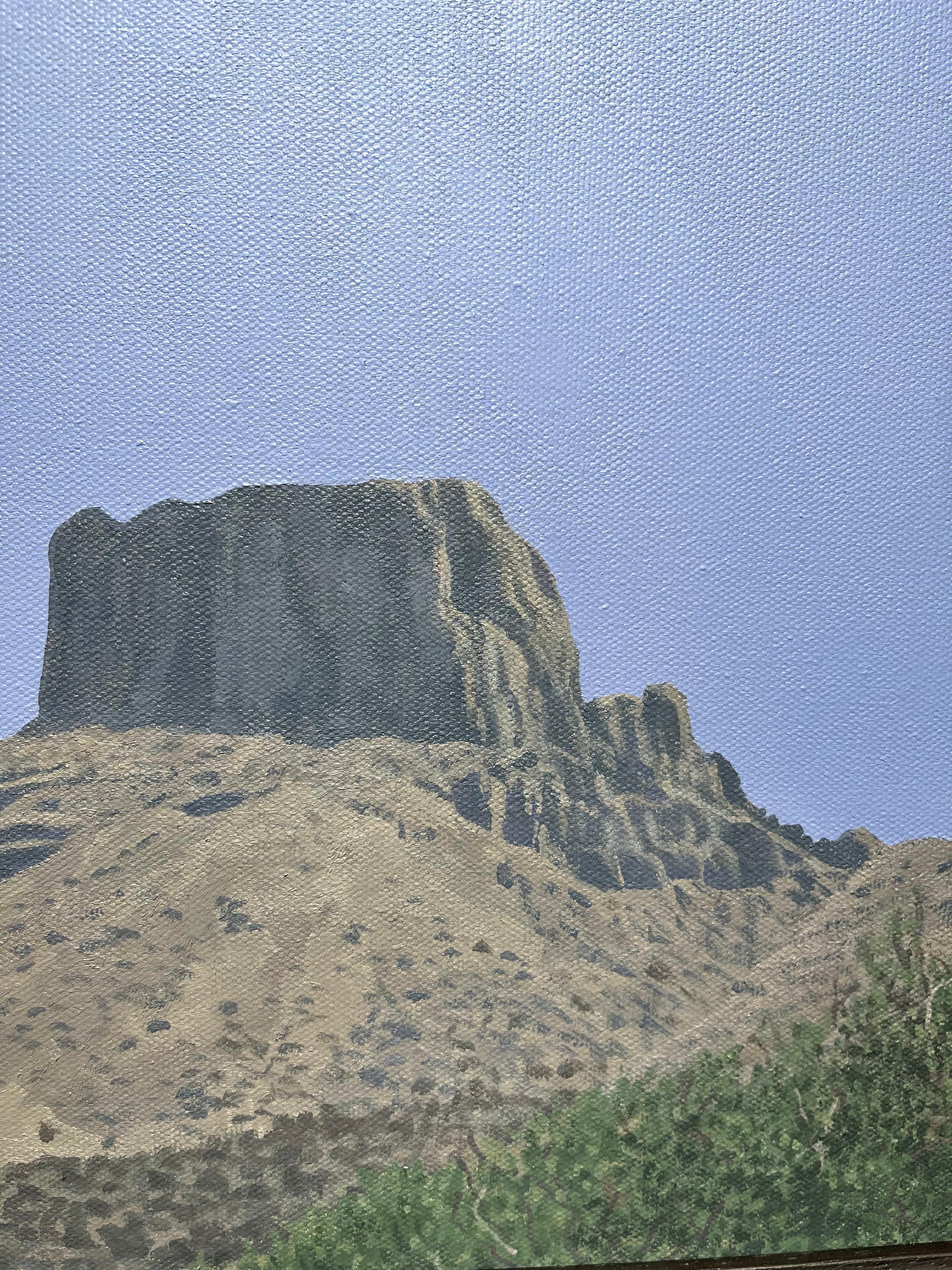 Casa Luna'. Zeitgenössisches amerikanisches Landschaftsgemälde des Monds und des Berges:: Öl 2