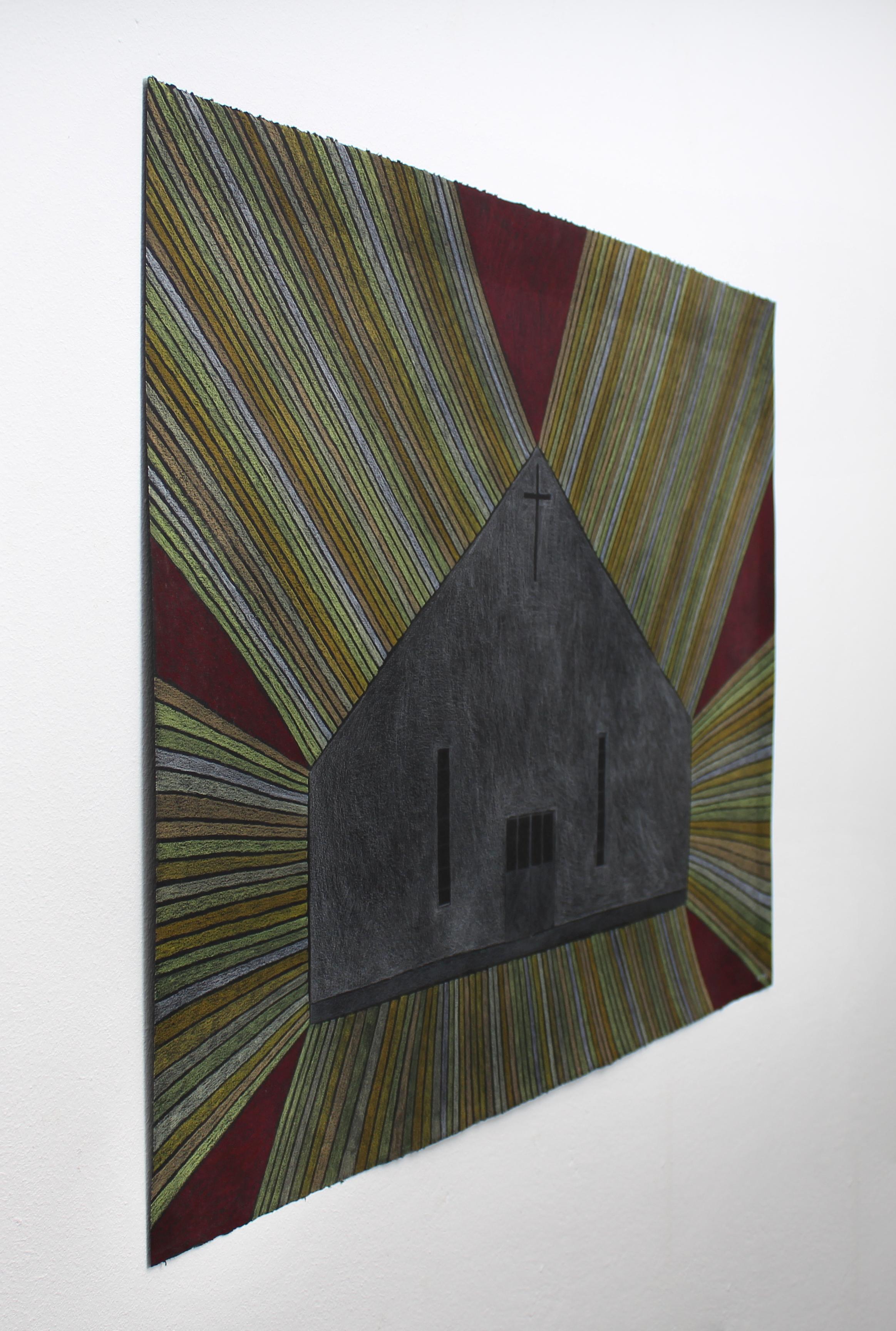 Ondobe, Nicky Marais, Coloured pencil on black paper - Abstract Art by Nicky Marais 