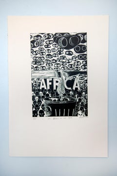 I see Africa as one again. Linoleum block print on ivory rosaspina fabriano