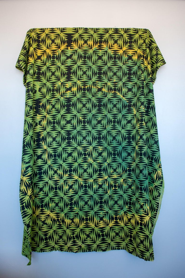 Elizabeth Shinana Evergreen. Fabric paint on hand dyed cotton blend