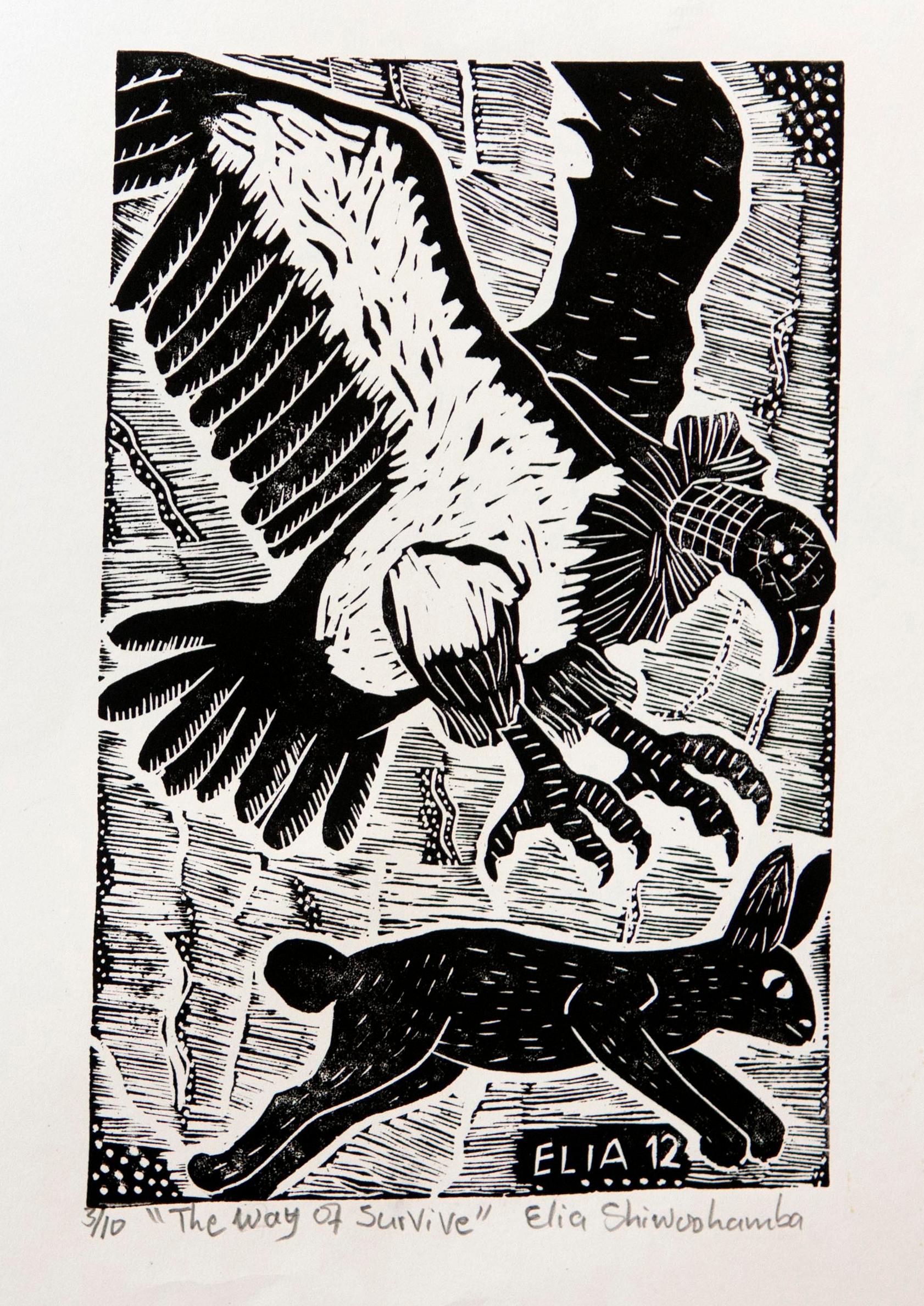 eagle linocut