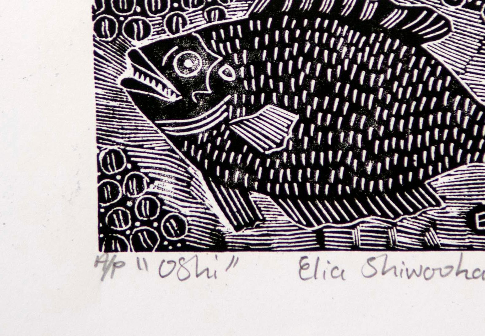 Oshi, Elia Shiwoohamba, Linoleum block print on paper 1