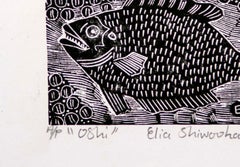 Oshi, Elia Shiwoohamba, Linoleum block print on paper