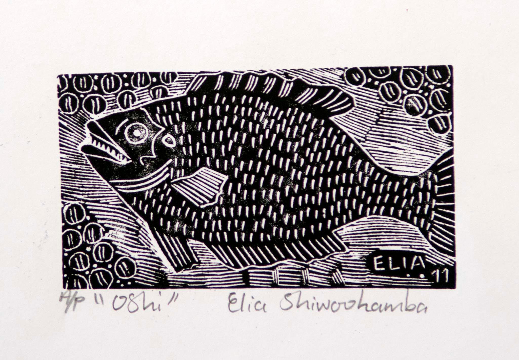 Oshi, Elia Shiwoohamba, Linoleum block print on paper 3