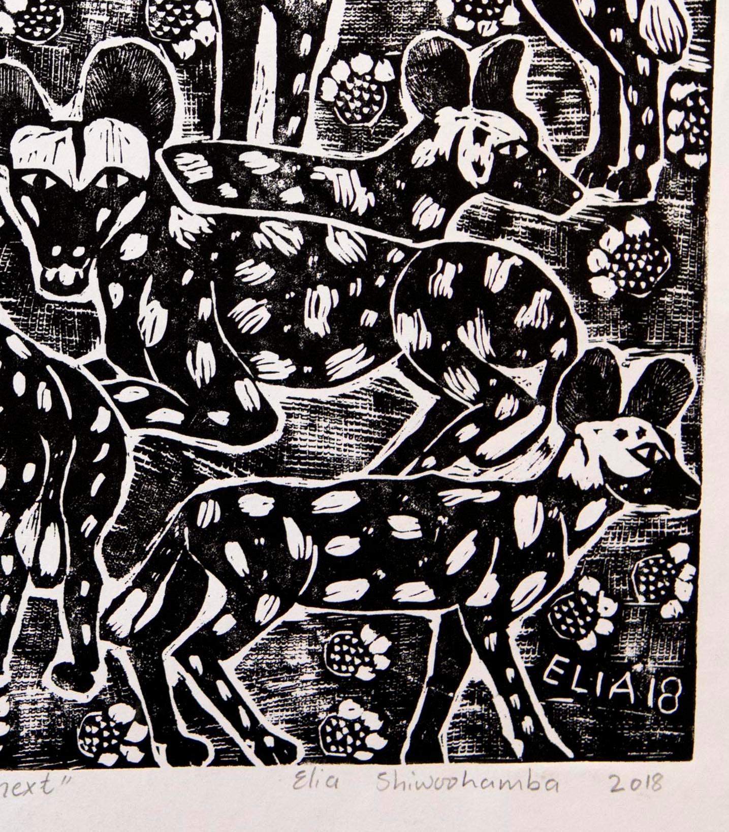 What is Next, Elia Shiwoohamba, Linoleum block print on paper 1