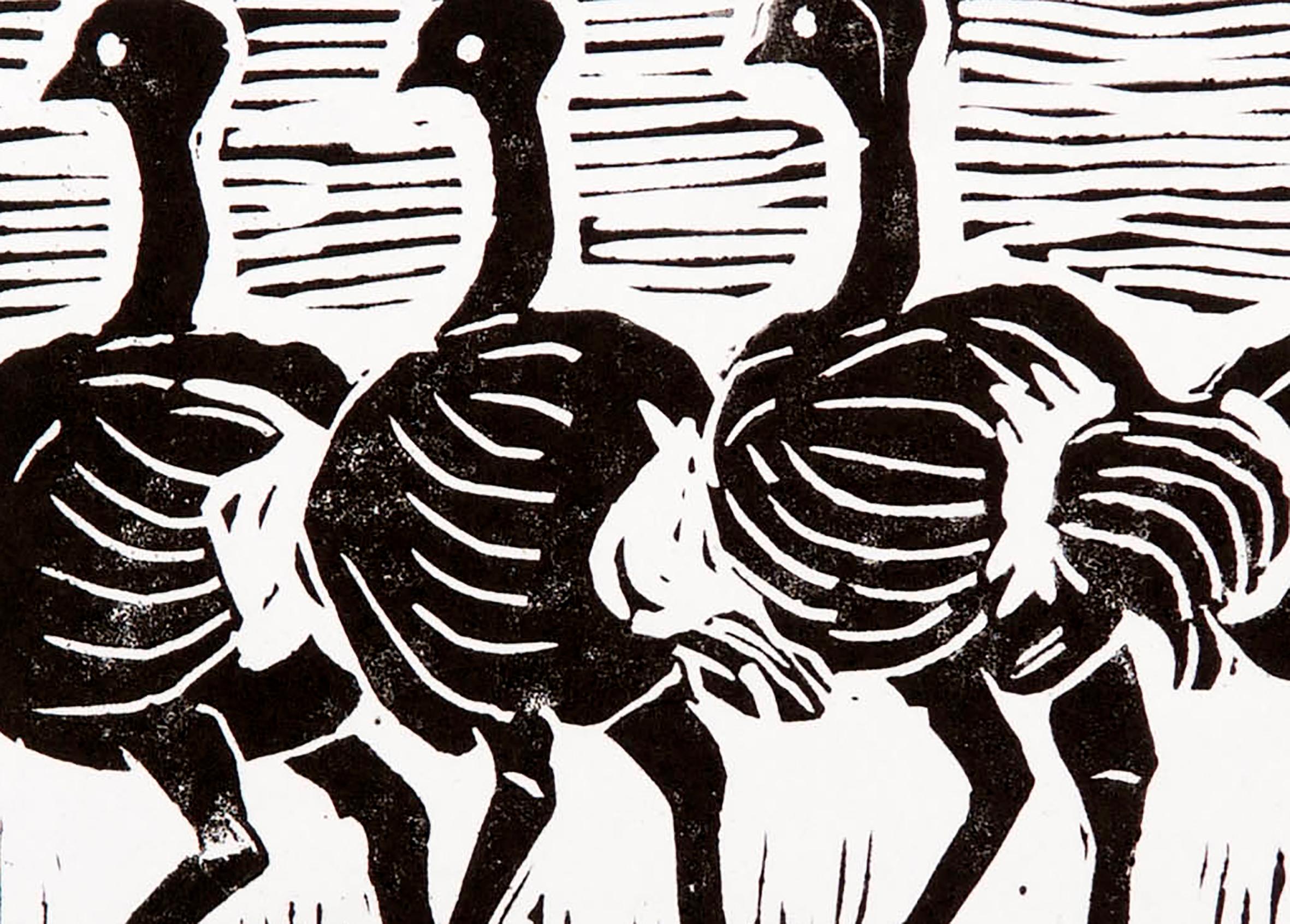 Elmho, Elia Shiwoohamba, Linoleum block print on paper For Sale 2