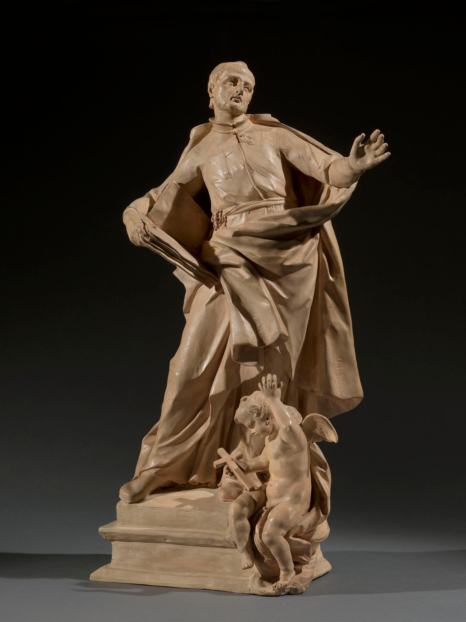 Pietro Pacilli Figurative Sculpture - Roman 18th century terracotta model for the sculpture of San Camillo de Lellis