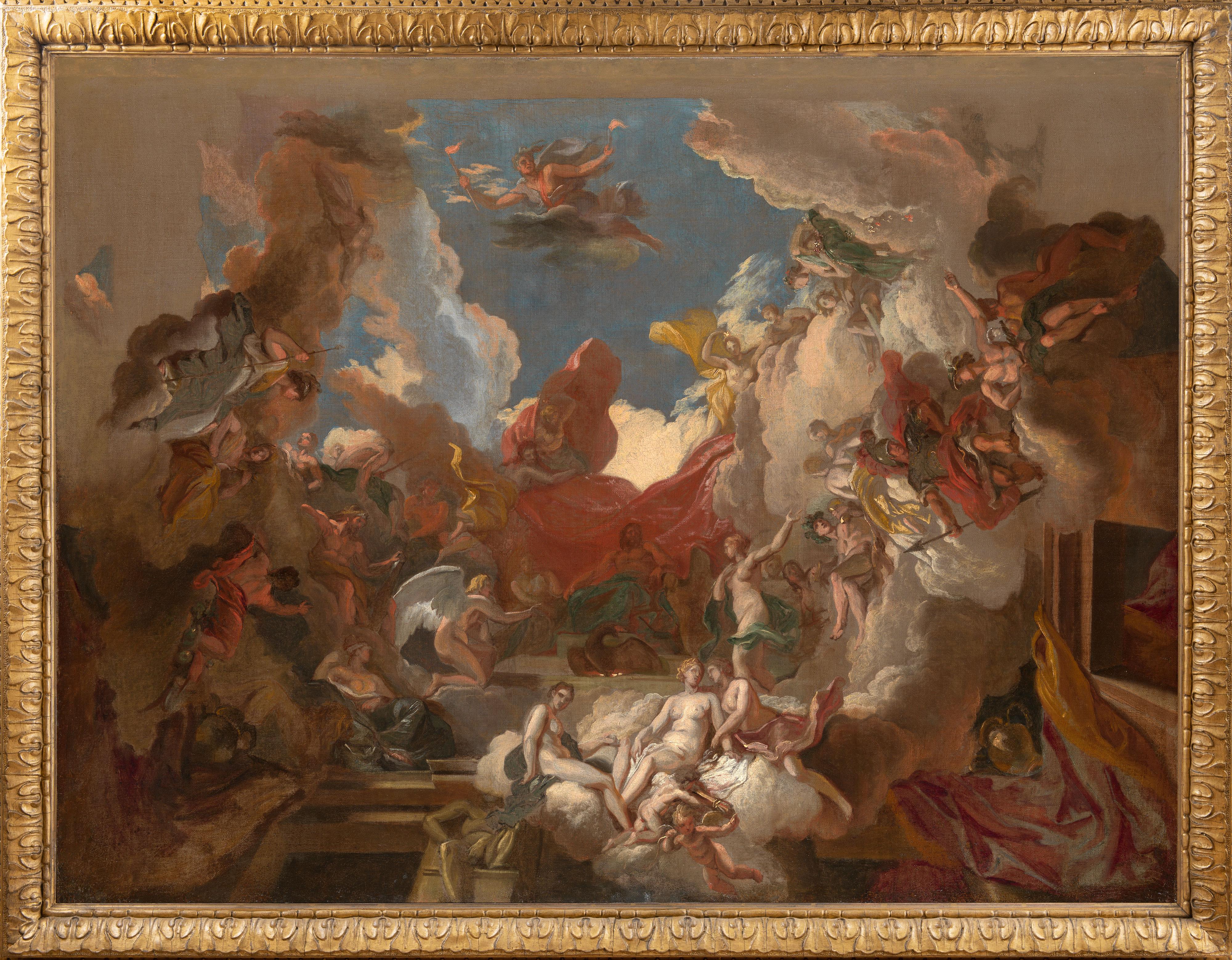 Des croquis à l'huile du XVIIIe siècle pour un intérieur baroque - une paire - Painting de Louis Chéron