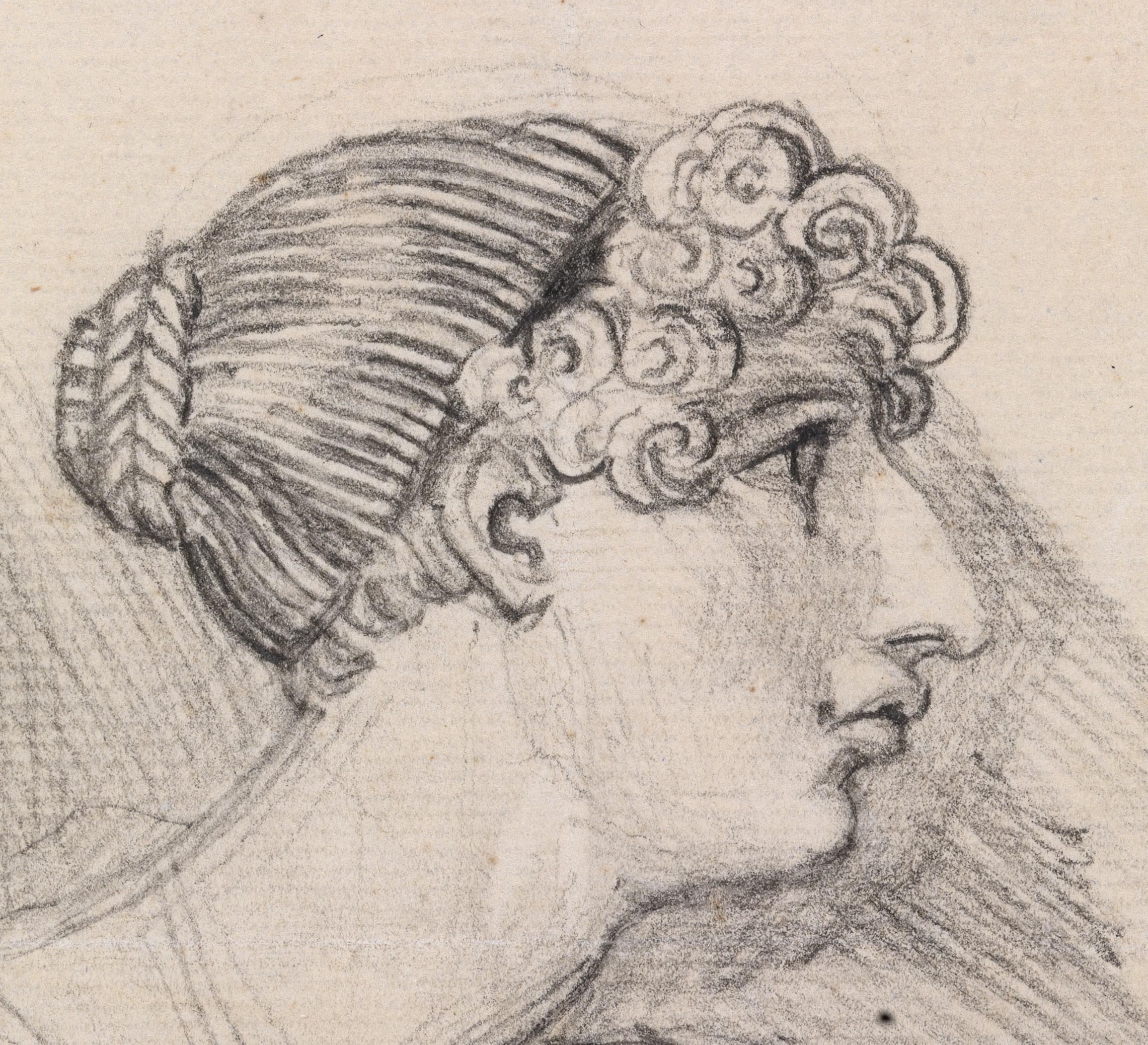 Porträtzeichnung von Harriot Mellon, Frau Thomas Coutts (Beige), Portrait, von Henry Fuseli