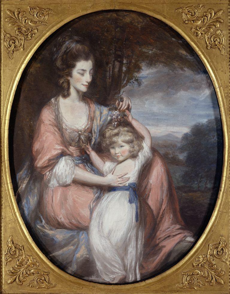 Pastellporträt von Lady Augusta Corbett und ihrem Sohn Stuart aus dem 18. Jahrhundert – Art von Daniel Gardner