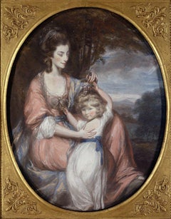 18th century pastel portrait of Lady Augusta Corbett and her son, Stuart