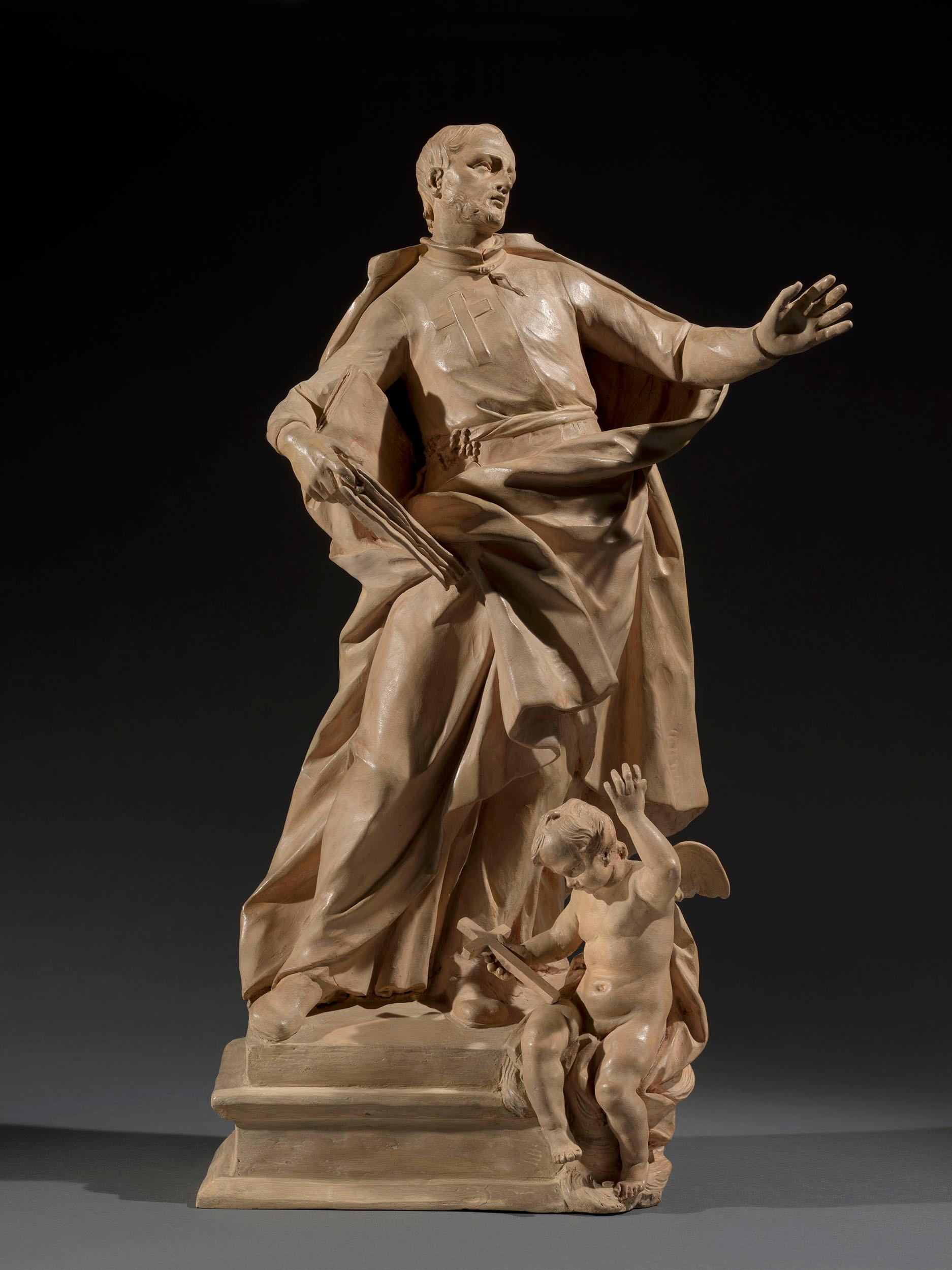 Romanisches Terrakotta-Modell aus dem 18. Jahrhundert für die Skulptur von San Camillo de Lellis (Barock), Sculpture, von Pietro Pacilli