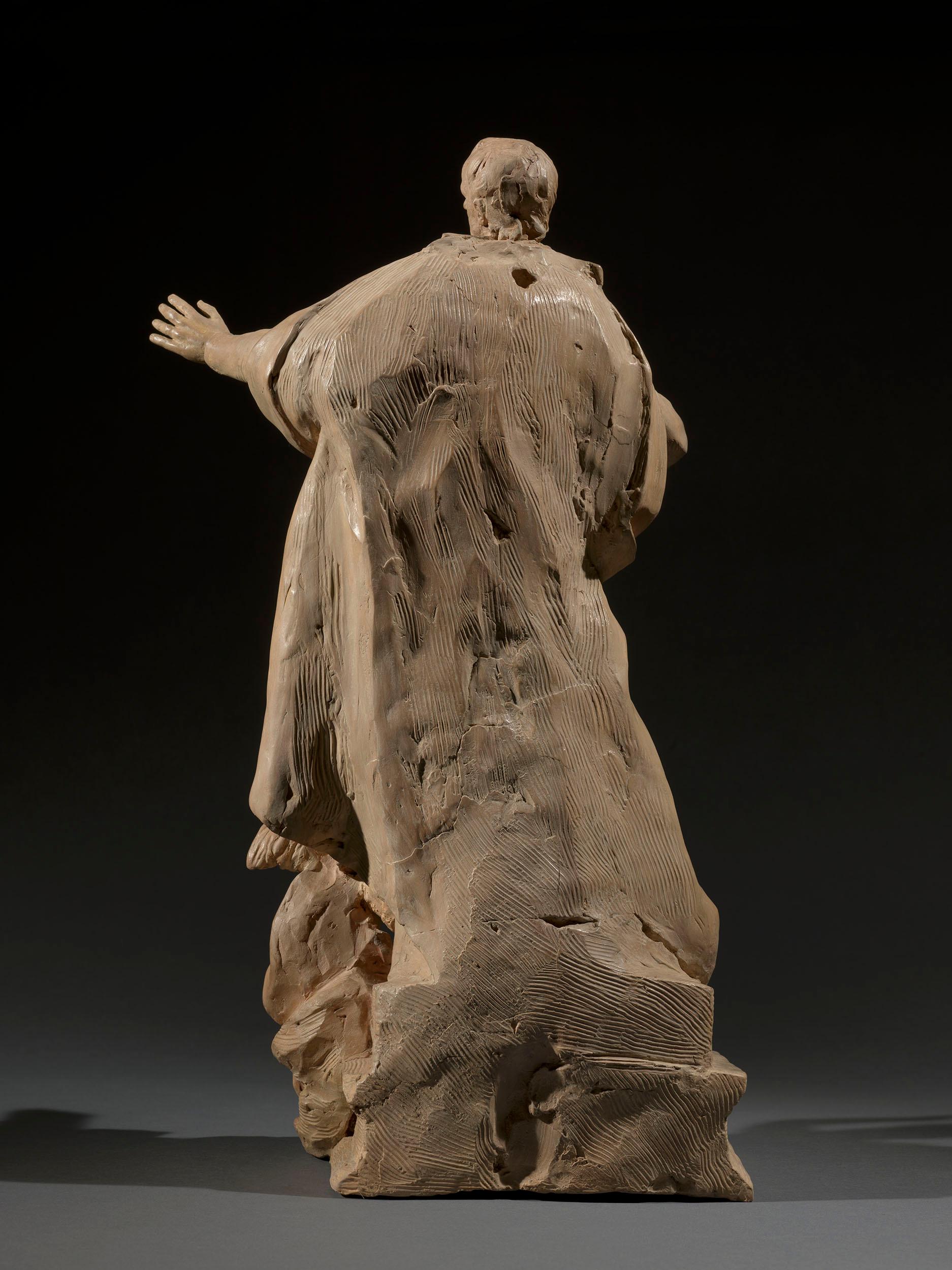 Modèle romain en terre cuite du XVIIIe siècle pour la sculpture de San Camillo de Lellis - Noir Figurative Sculpture par Pietro Pacilli