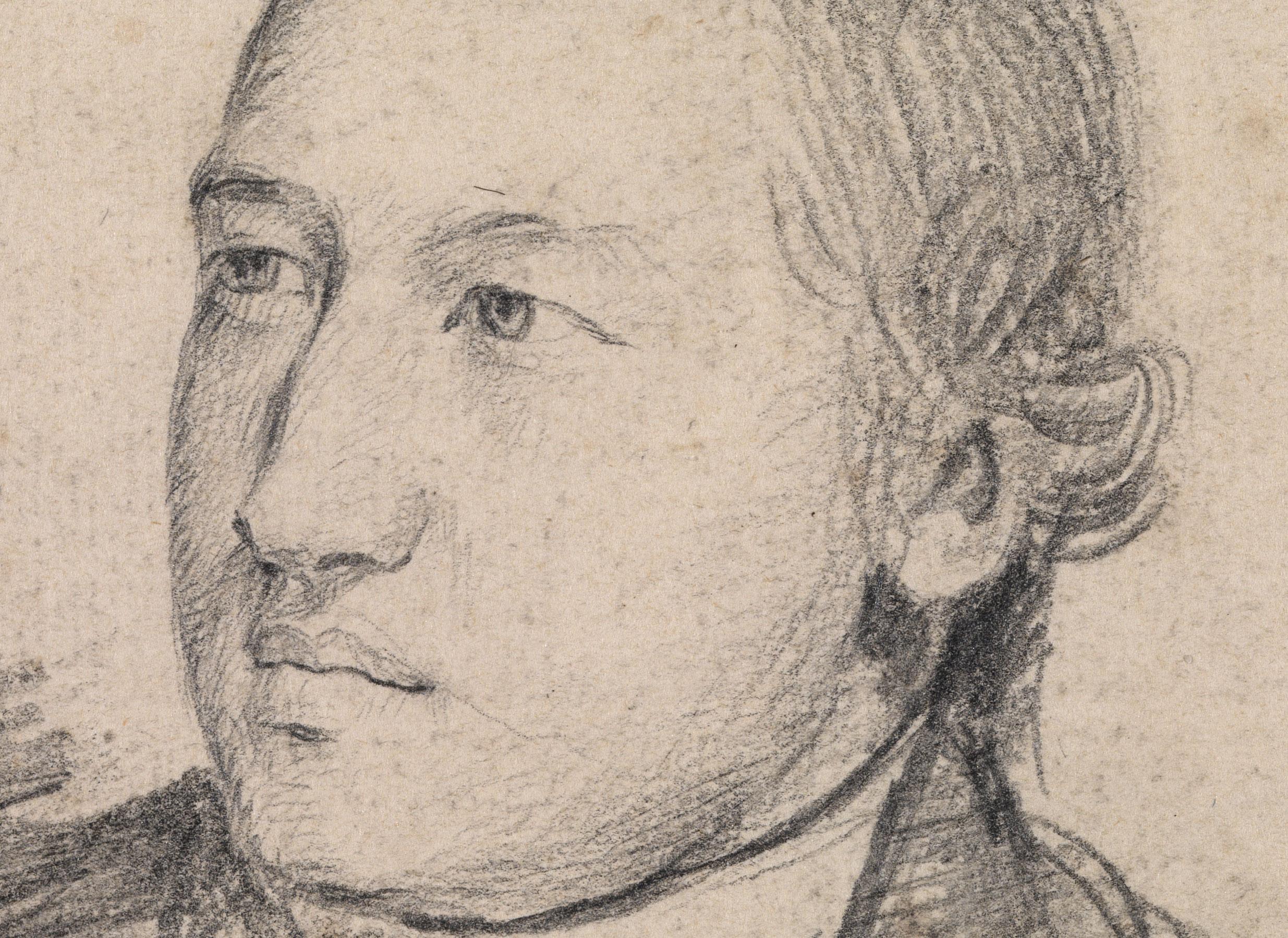Porträtzeichnung des Rev. aus dem 18. Jahrhundert William Atkinson (Beige), Portrait, von George Romney