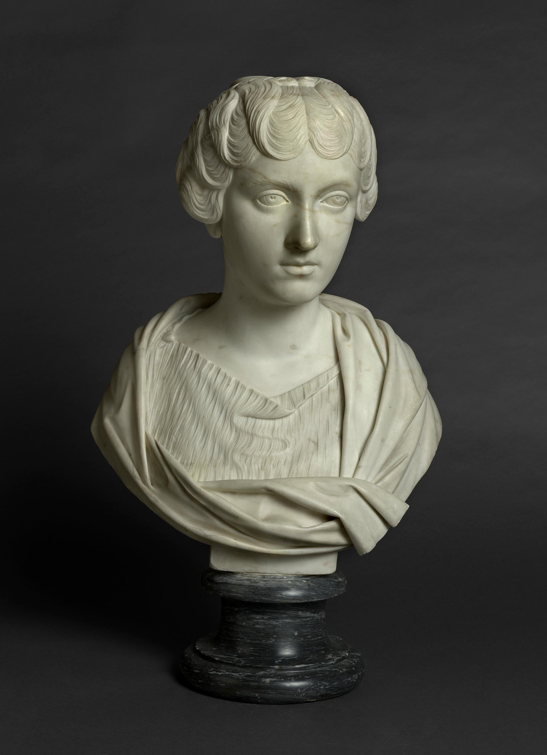 Eighteenth-century Grand Tour marble bust of Faustina the Younger - Sculpture by Francis Harwood