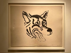Untitled (wolf head), ink, drawing, portrait