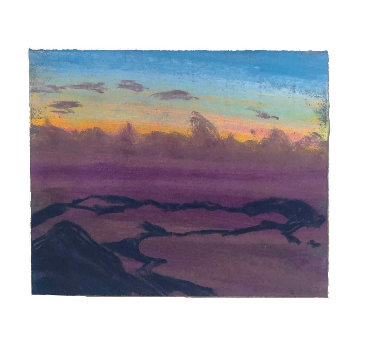 Single Sunset Pastel, landscape, nature, colorful - Art by Christian Brechneff