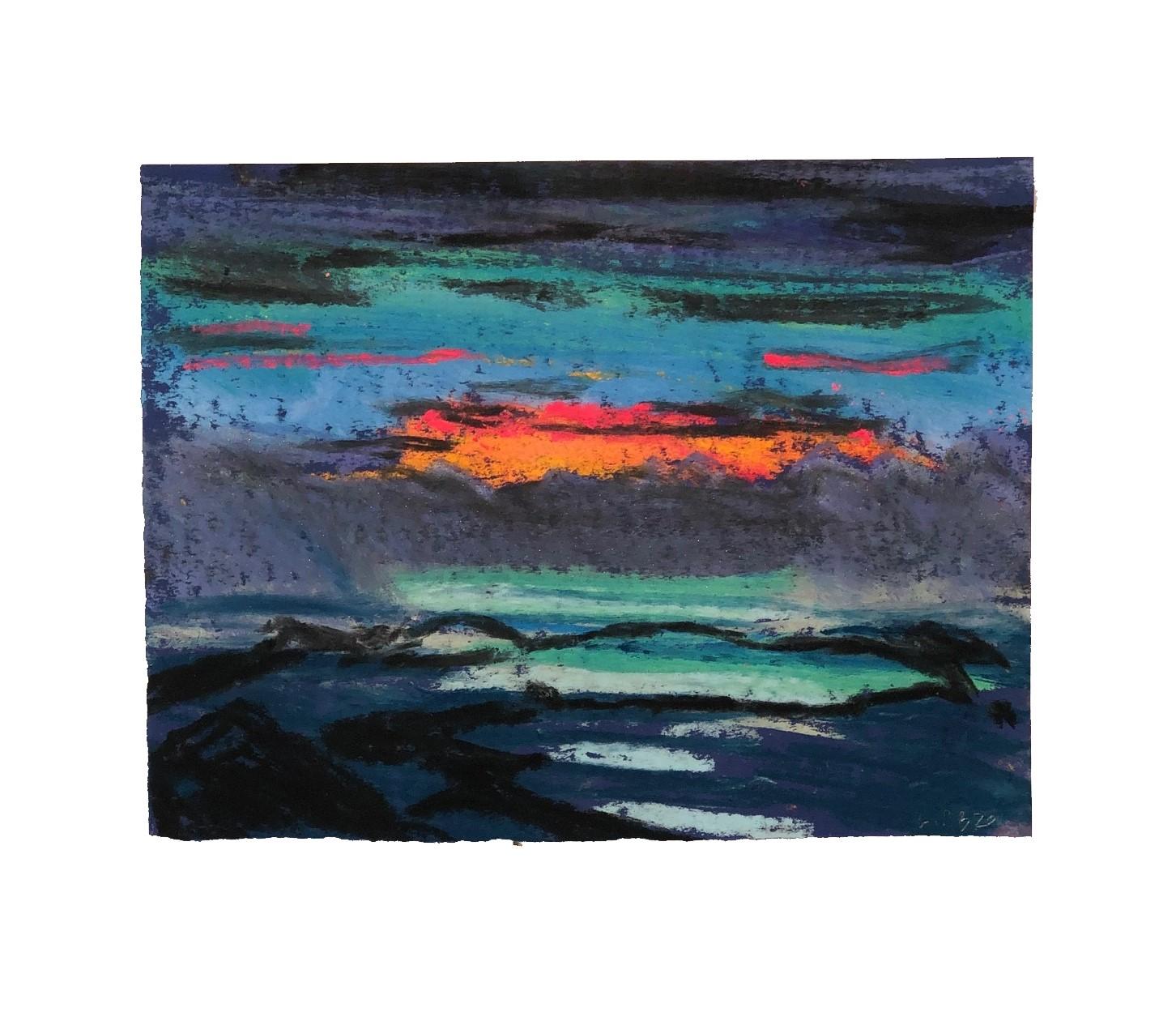 Pic Paradis Sunset Pastel Series 17, nature, landscape, colorful - Black Landscape Art by Christian Brechneff
