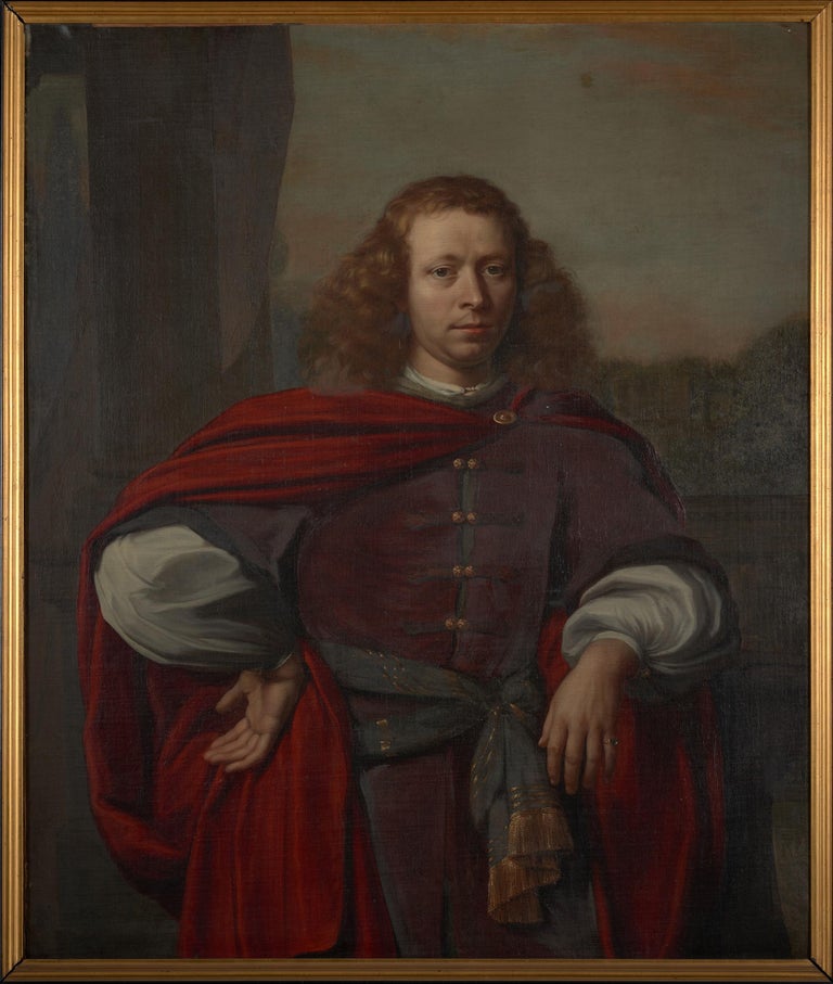 Portrait of a Gentleman in Three-Quarter-Length - Painting by Nicolas Maes